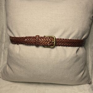 346 Brooks Brothers Men's Classic Braided Leather Belt - Warm Brown SIZE 34
